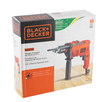 Furadeira com impacto 1/2", 560 W, BLACK+DECKER