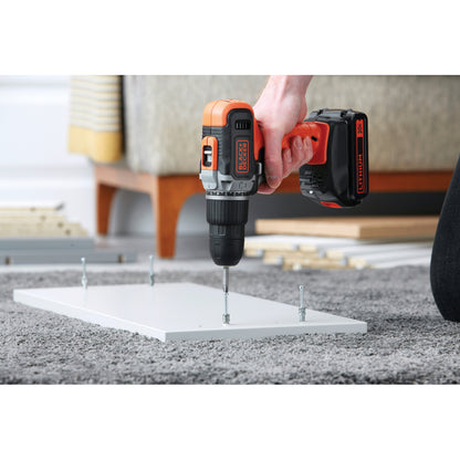 Parafusadeira/furadeira com impacto 3/8", bateria 20 V -1,5 Ah, carregador bivolt, 0 - 1.400/min (rpm), 21.000/min (ipm), BCD704C1 BLACK+DECKER